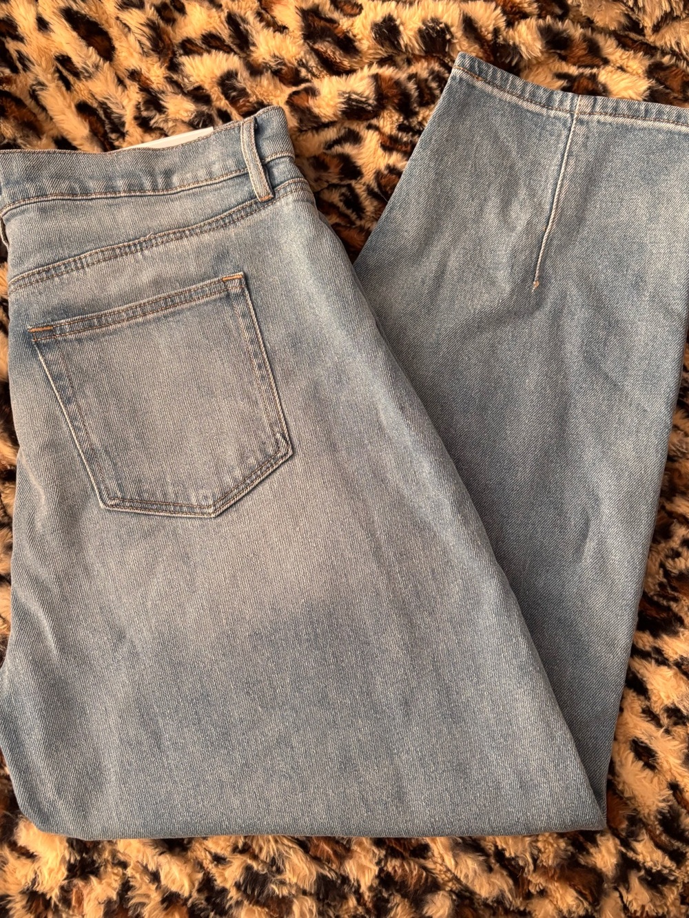 LOFT High Rise Straight Leg Jeans in Light Blue Denim